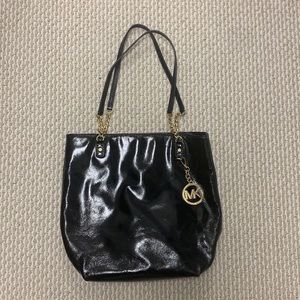 Michael Kors patent leather black handbag